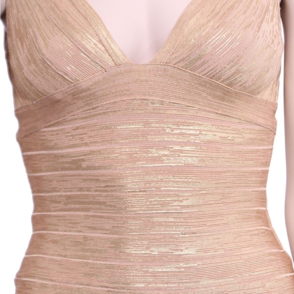 Elegant Champaigne Rose Metallic stretch Dress